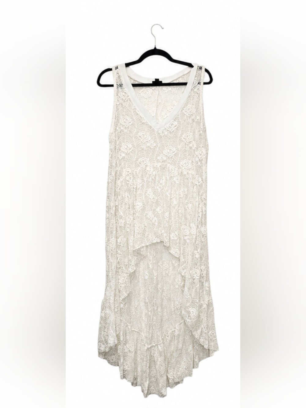 Torrid Ivory Floral Lace Sleeveless Tank Dress High Low Boho Cotaggecore Size 1